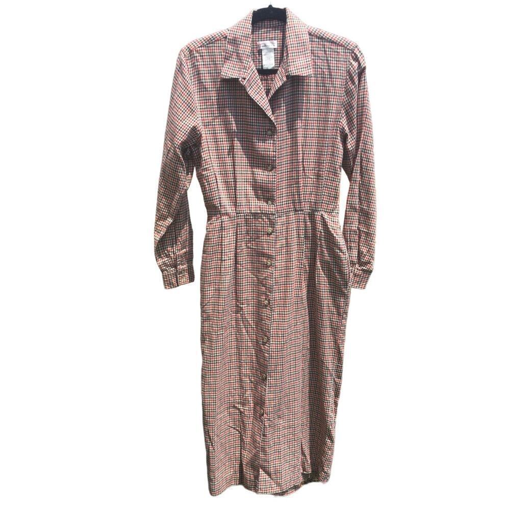 Vtg Talbots Womens Button Up Long Sleeve Dress Size 6 Western Plaid Country Farm